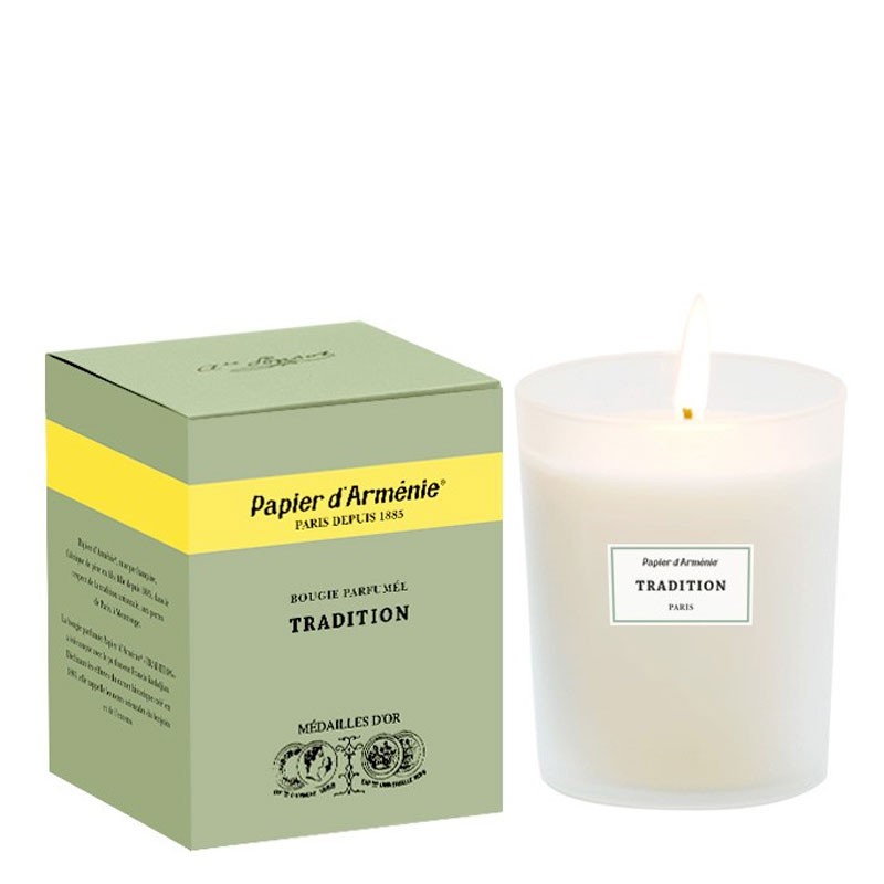 Bougie en cire végétale et mèche coton, Tradition - 220g, environ 50h de combustion - Papier d'Arménie®