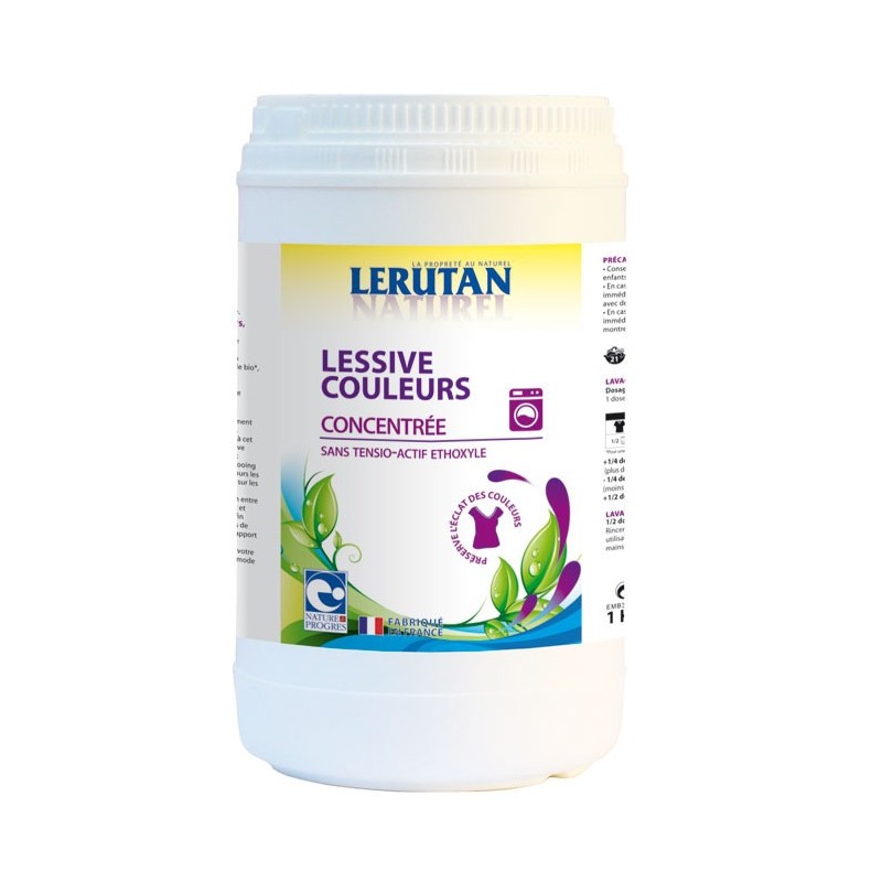 Lessive couleurs 100% Bio, concentrée - 1kg - Lérutan - Laboratoire Gravier