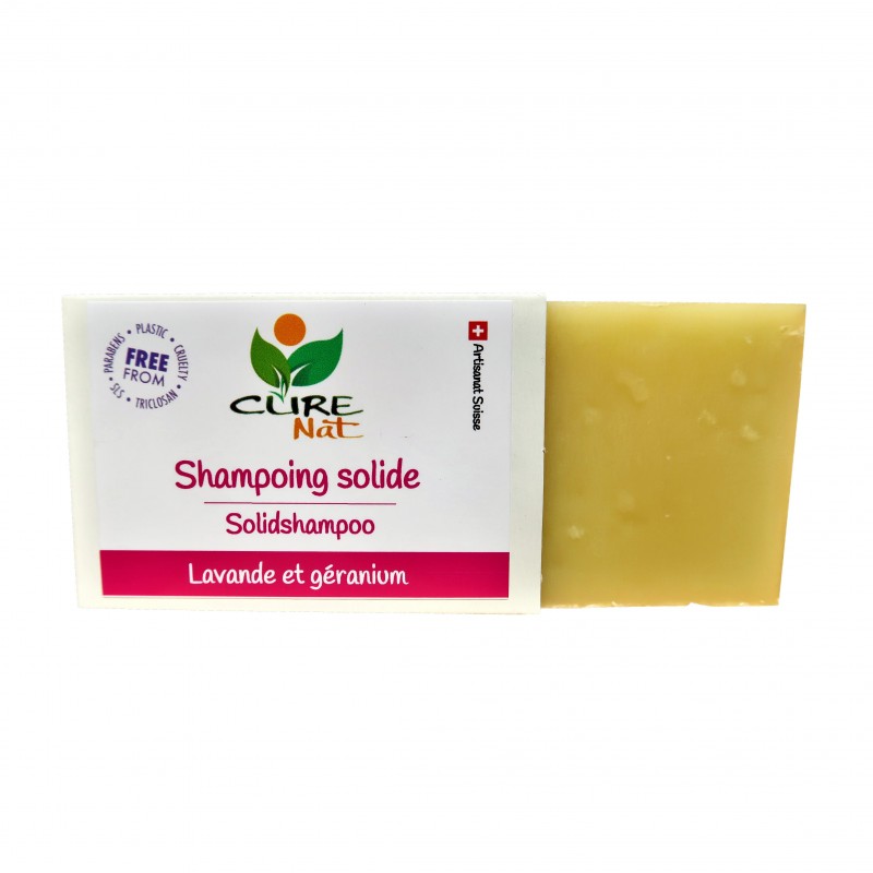 Shampoo solido artigianale, lavanda e geranio - 95g - Curenat