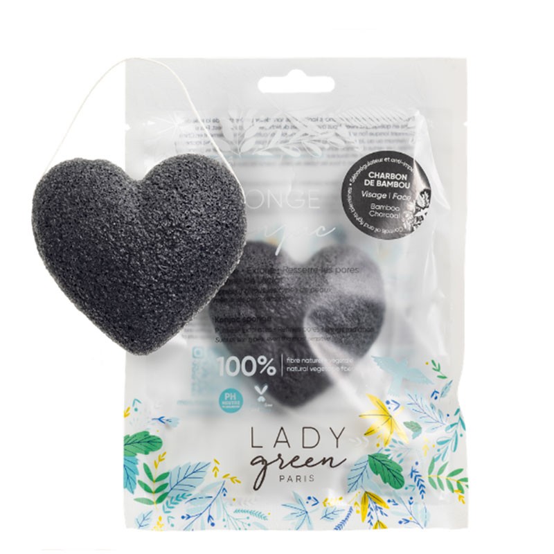 Eponge de Konjac pour le visage - Charbon de bambou - Lady Green
