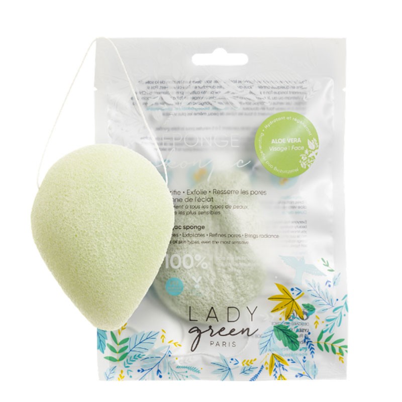 Eponge de Konjac pour le visage - Aloe Vera - Lady Green