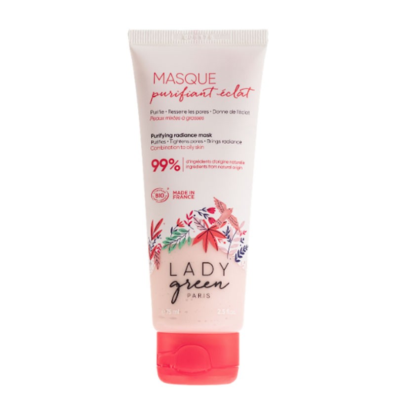 Masque purifiant éclat - Purifie, Resserre les pores, Donne de l'éclat - 75ml - Lady Green
