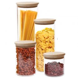 Vaso in vetro borosilicato con tappo in legno - MOD L - Ah Table