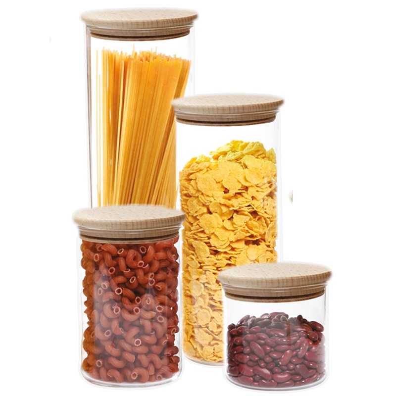 Vaso in vetro borosilicato con tappo in legno - MOD L - Ah Table