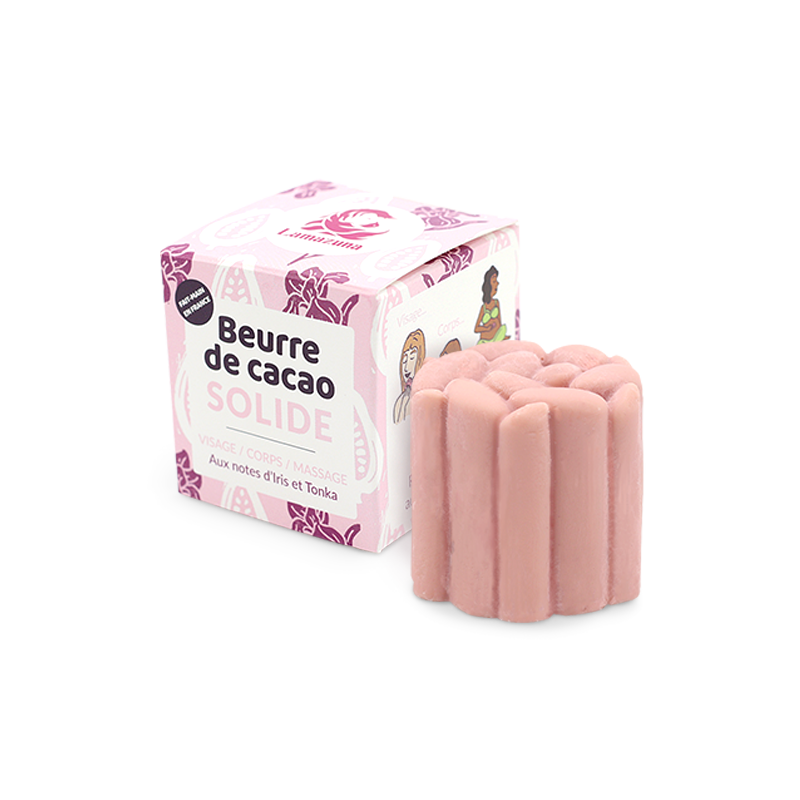Bio rosa Kakaobutter fest - Gesicht, Körper und Massage - 55g - Lamazuna