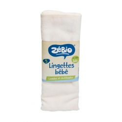 5 Lingettes bébé en coton BIO très doux, lavables et réutilisables - 22x22cm - Zélio