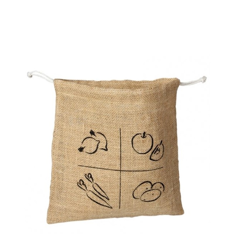 Sac en jute, pour fruits et légumes - Taille S, 25x25cm - Ah Table