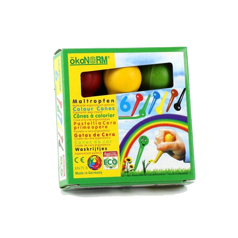 Cônes à colorier en cire écologique - 6 couleurs - ökoNORM