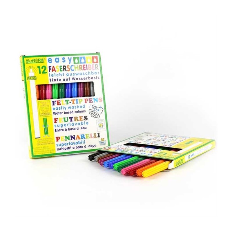 Stylo-feutre avec encre à base d'eau, superlavable - 12 couleurs - ökoNORM