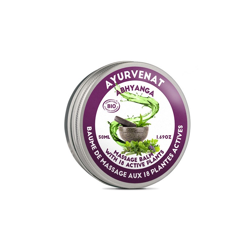 Balsamo Massaggio Ayurvedico, Abhyanga, con 18 erbe biologiche - 50ml - Ayurvenat