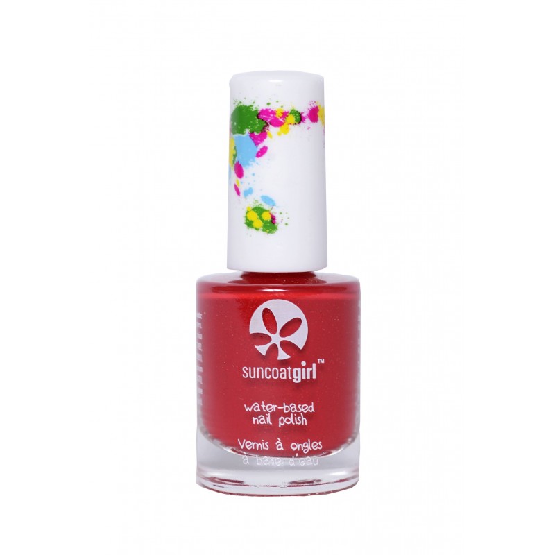 Abziehbarer Nagellack für Kinder, auf Wasserbasis - Golden Sunlight, rot mit Glitzer - 9ml - SuncoatGirl