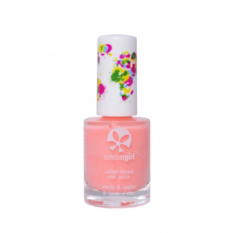 Smalto per unghie per bambini a base d'acqua e vegan, pelabile - Rock Star, arancione con glitter - 9ml - SuncoatGirl
