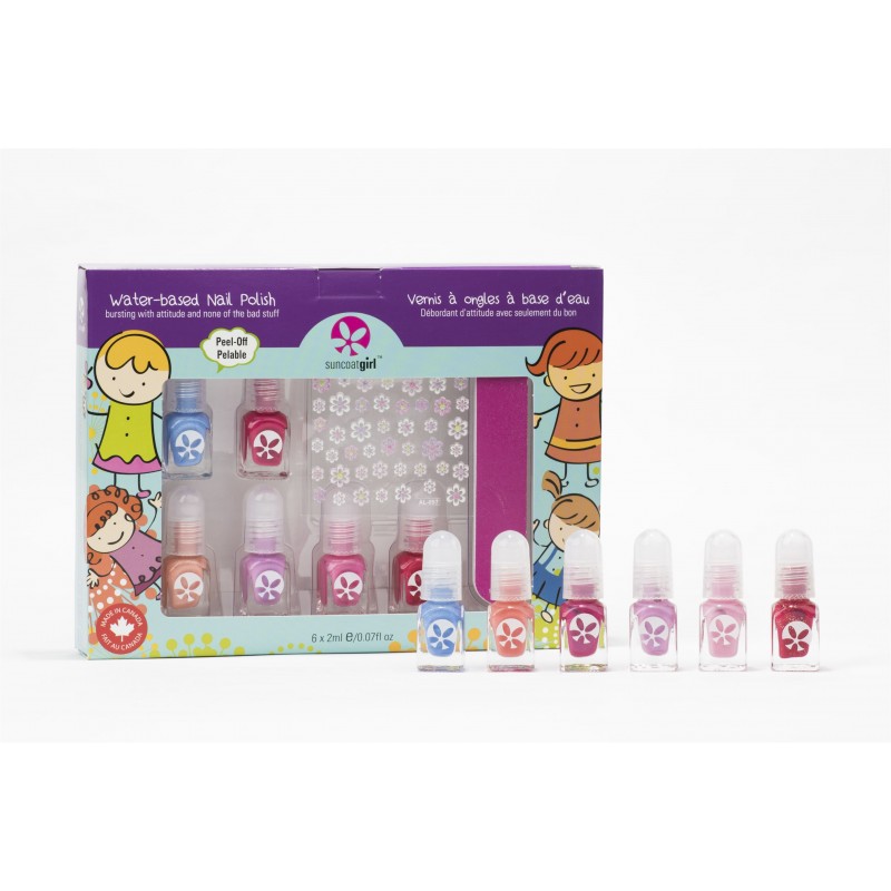 Set di Smalto per unghie pelabile a base d'acqua per bambini - Mini Mani (12 Free + Vegan) - 6x2ml - SuncoatGirl