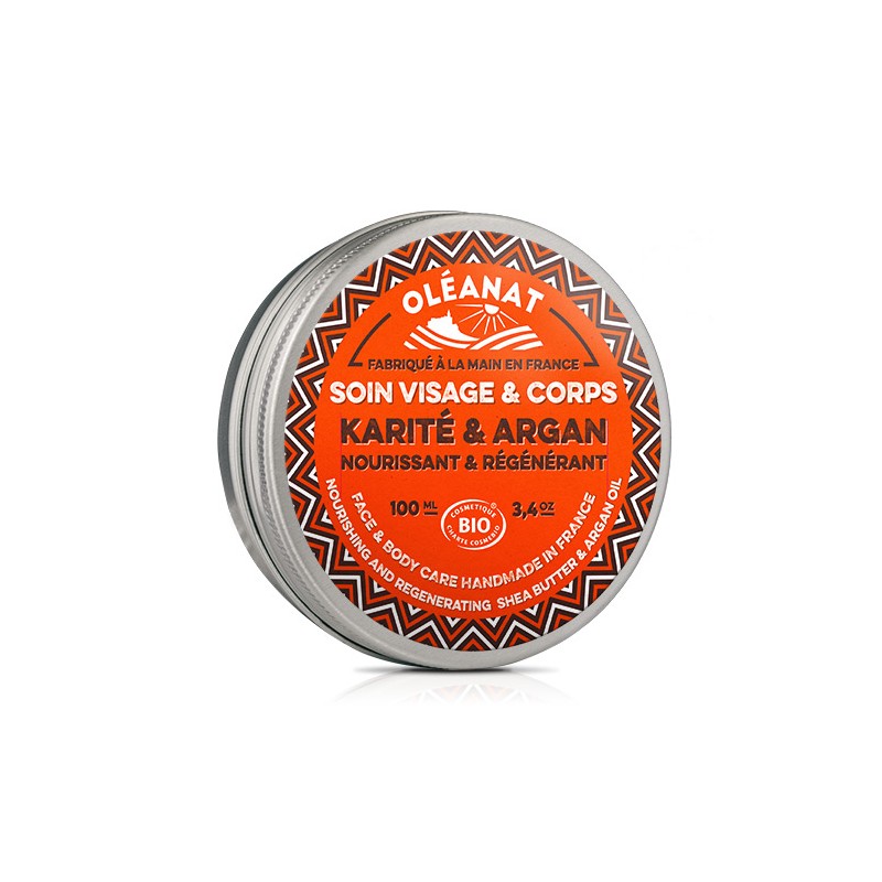 Beurre de karité & Argan BIO pour coprs et visage - 100 ml - Oléanat