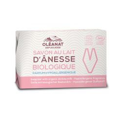 Sapone biologico,  con latte d'asina e burro di karité, profumo ipoallergenico - 100g - Oléanat