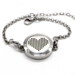 Bracelet d'Aromathérapie en inox, COEUR PIXEL - ZEN'Arôme