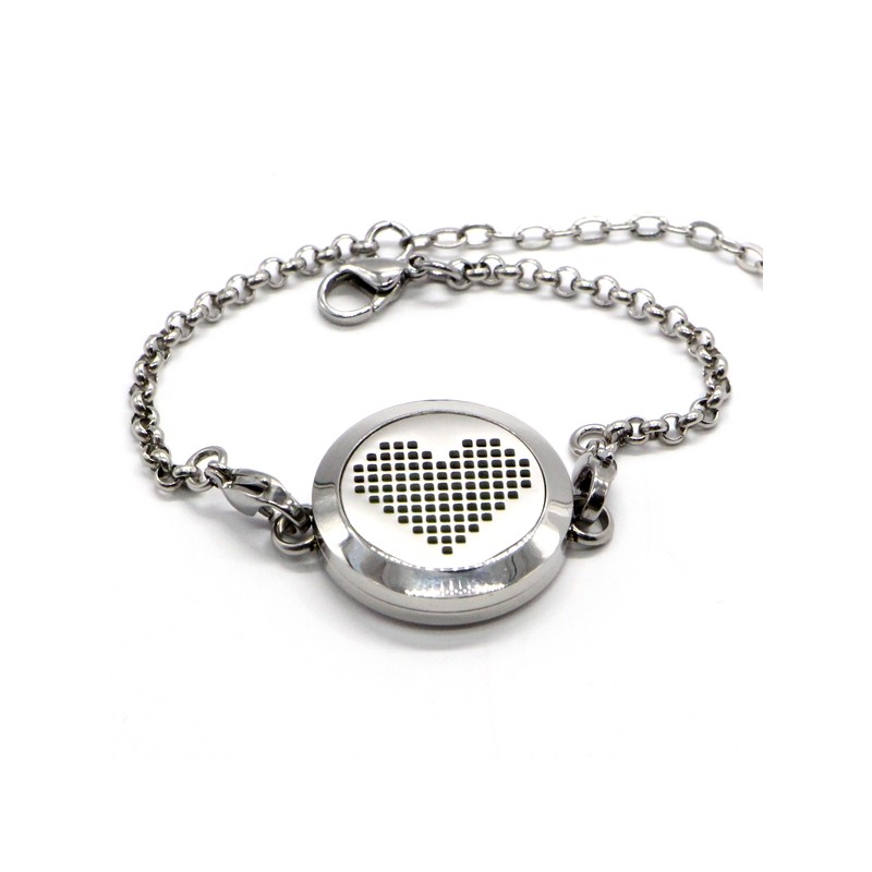 Bracciale in acciaio inossidabile per aromaterapia, COEUR PIXEL - ZEN'Arôme