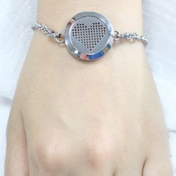 Aromatherapie-Armband aus Edelstahl, COEUR PIXEL - ZEN'Arôme