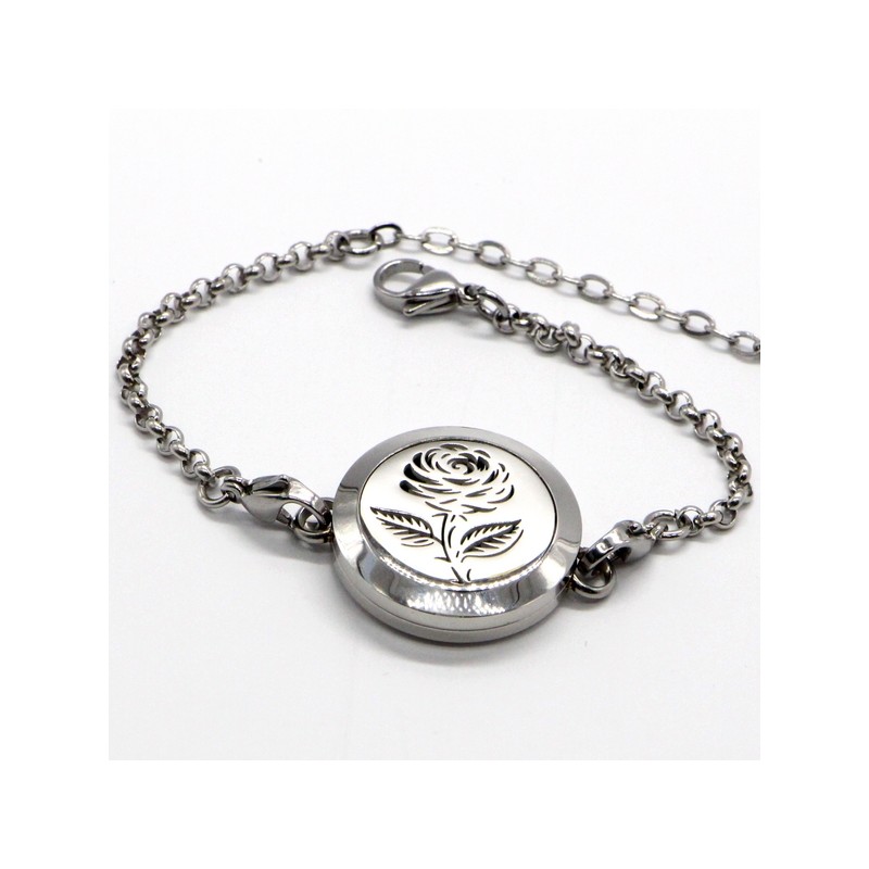 Bracelet d'Aromathérapie en inox, SOLI ROSE - ZEN'Arôme