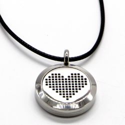 Collier d'Aromathérapie en inox, COEUR PIXEL - ZEN'Arôme