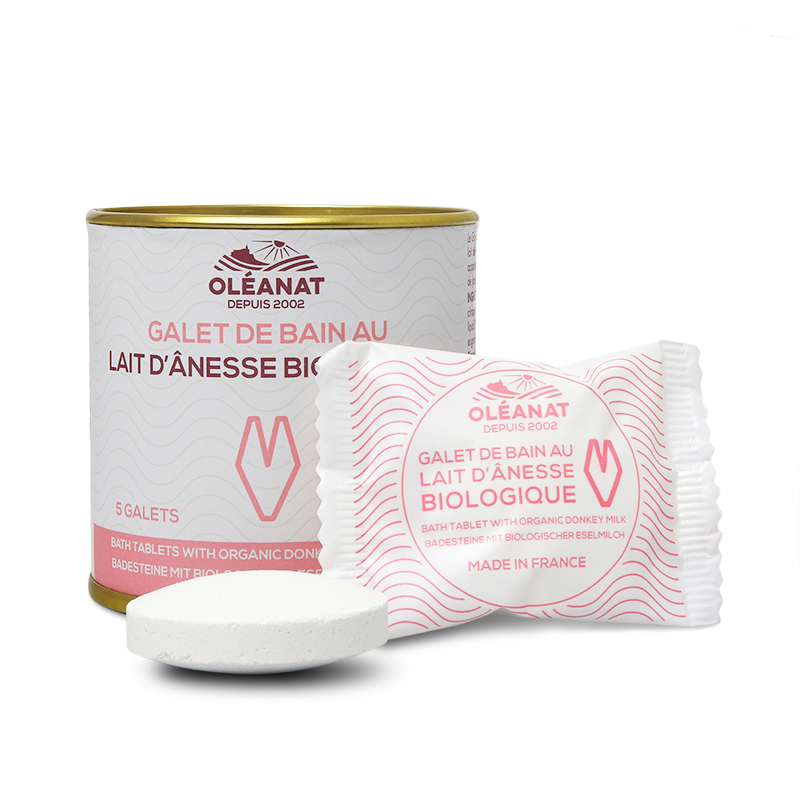 Galet de bain effervescent au lait d'ânesse BIO - 5x 25g - Oléanat