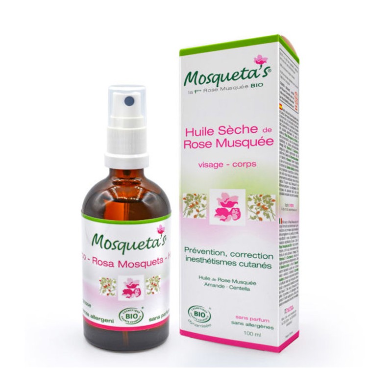 Olio secco Bio di rosa mosqueta, viso e corpo - 100ml - Mosqueta's