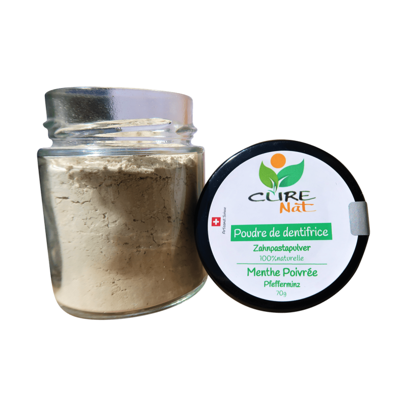 Dentifrice naturel en poudre - Menthe poivrée - 70g - Curenat