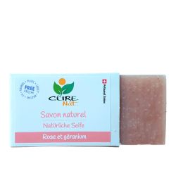 Schweizer Naturhandwerkliche Seife, Rose und Geranie - 95g - Curenat