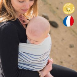 Écharpe de portage bébé en coton BIO sans nœud -  My SLING rayé , Malo - NéoBulle