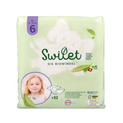 Pannolini bio, 100% svizzeri - Taglia 6, Junior (da 15 a 30kg) - 32pz - Swilet