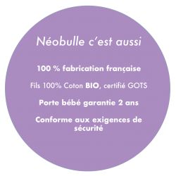 Écharpe de portage bébé en coton BIO, Classique - COULEUR, TAILLEcm - NéoBulle