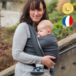 Babytragetuch aus Bio-Baumwolle - La Classique, einfarbig, Anthrazit, 4,10m - NéoBulle