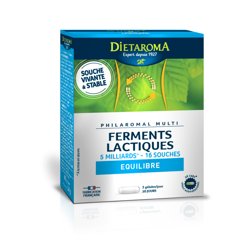 Philaromal Equilibre, Ferments lactiques 16 Souches/5 Milliards - 60 gélules - Dietaroma