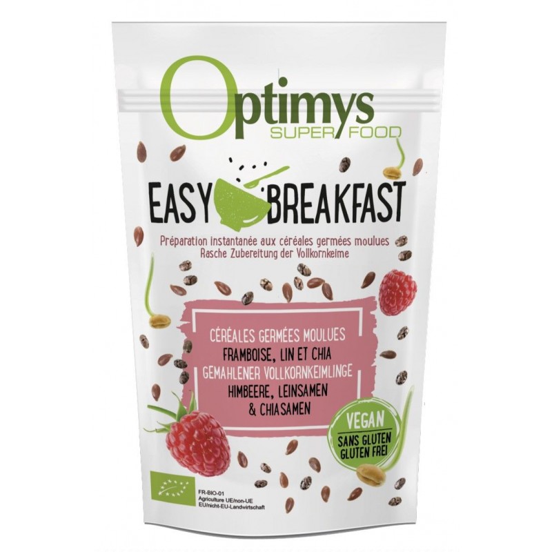 Easy Breakfast (préparation instantanée) - Framboise, lin, chia BIO - 350g - Optimys