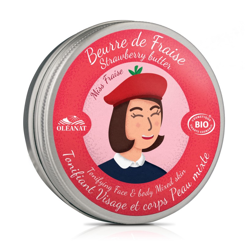 Burro biologico alla fragola, tonificante - Viso e corpo - 50ml - Oléanat