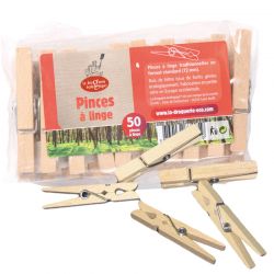 Pinces à linge traditionnelles en hêtre - 50 pces - La Droguerie Ecologique