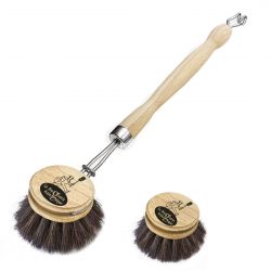 Brosse à vaisselle à l'ancienne rechargeable, en crin de cheval - 24cm - Ecodis