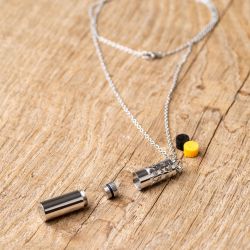 Collier à parfumer Cocconéa en acier inoxydable, couleur argent, avec chaine de 70cm - Innozbiz