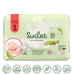Die Biowindel - Gr. 1, Newborn (2-5kg) - 27Stk Beutel - Swilet