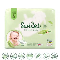 Pannolini bio, 100% svizzeri - Taglia 4, Maxi (da 7 a 18kg) - 40pz - Swilet