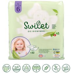 Couches pour bébé BIO & 100% suisse - Taille 6, XL (15 à 30 kg) - 32pces - Swilet