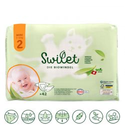 Couches pour bébé BIO & 100% suisse - Taille 2, Mini (3 à 6 kg) - 28pces - Swilet